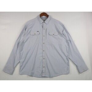 Poncho Outdoors Performance Fishing Button Down Shirt Blue Size XL Nylon Stretch
